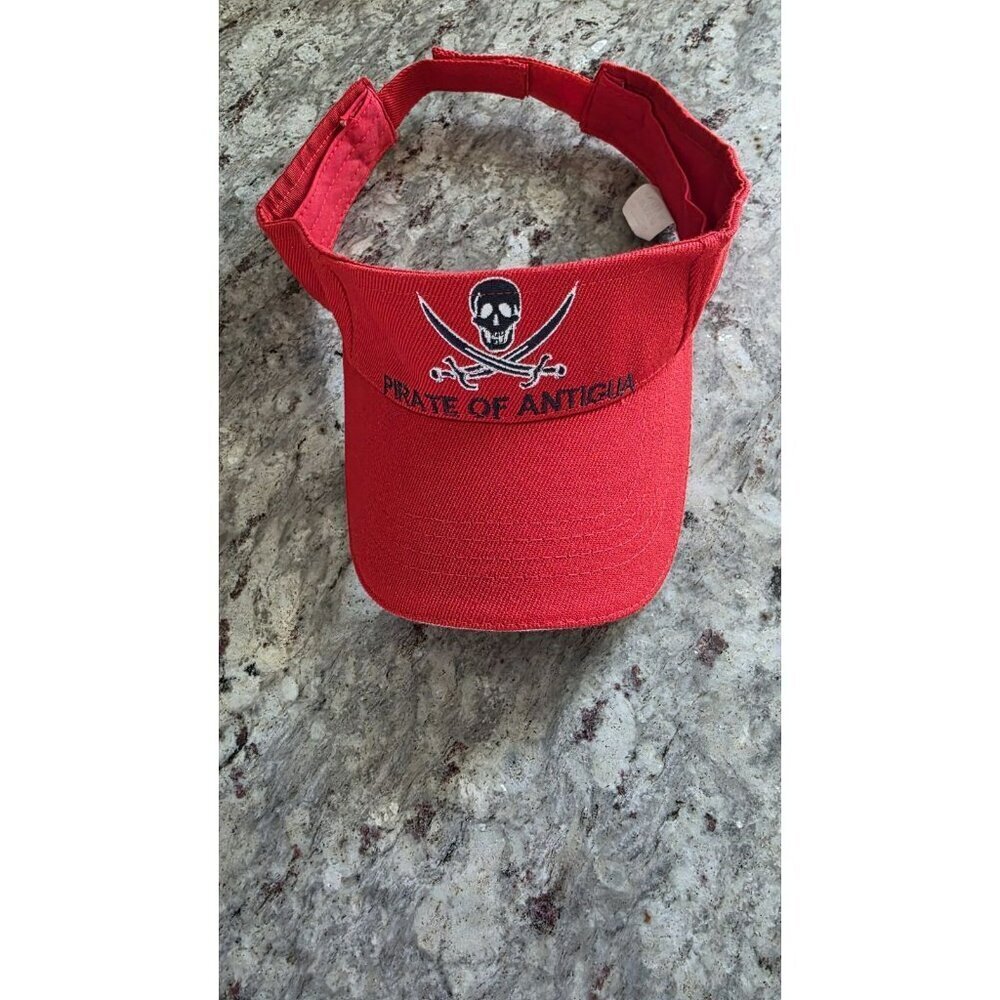 Pirate Of ANTIGUA GOLF VISOR RED Hat One Size Adjustable Band Outdoors Hat Shade